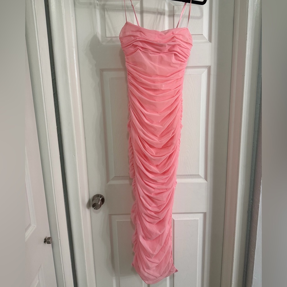 House of CB Strapless Pink Ruched Dress